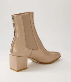 Best Sale Winni Camel Patent Leather Chelsea Boots Women Ankle Boots