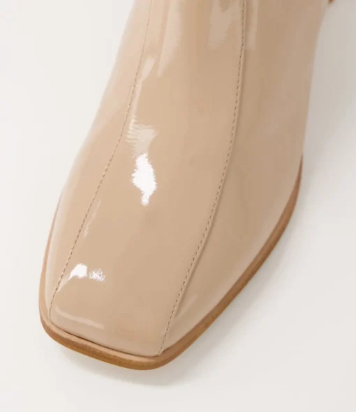 Best Sale Winni Camel Patent Leather Chelsea Boots Women Ankle Boots