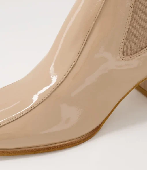 Best Sale Winni Camel Patent Leather Chelsea Boots Women Ankle Boots