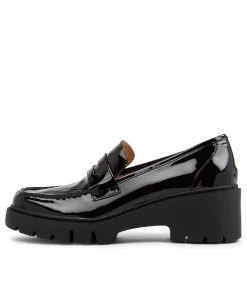 Discount Xana Black Patent Leather Heels Women Loafers