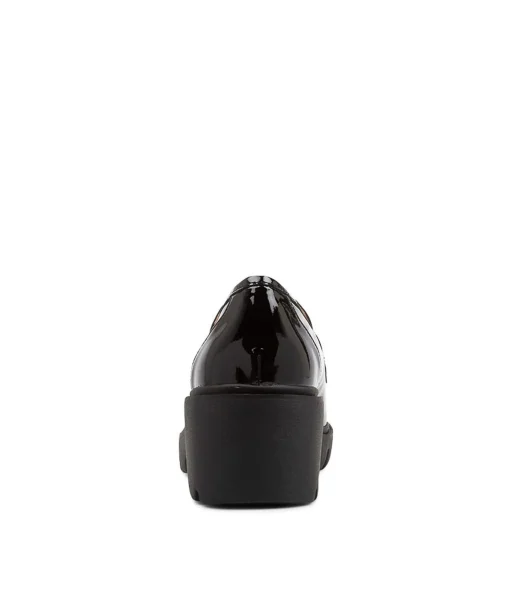 Discount Xana Black Patent Leather Heels Women Loafers