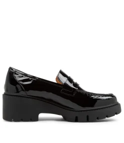 Discount Xana Black Patent Leather Heels Women Loafers