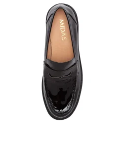 Discount Xana Black Patent Leather Heels Women Loafers