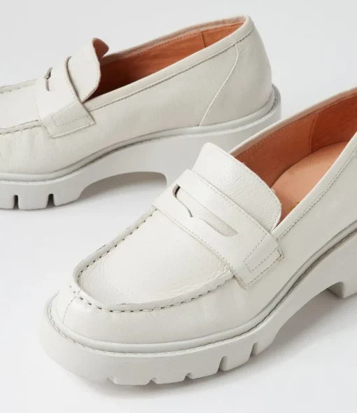 Discount Xana Ivory Leather Heels Women Loafers