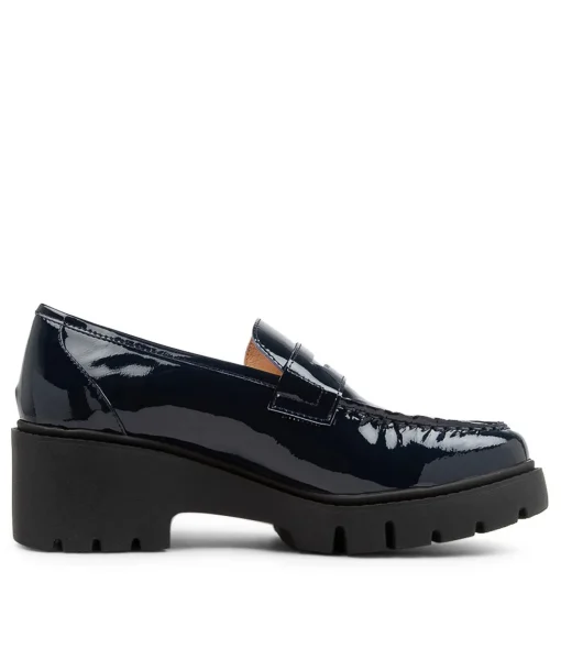 Flash Sale Xana Navy Patent Leather Heels Women Loafers