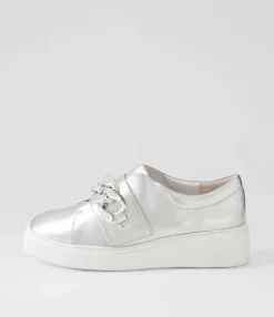 Cheap Yessa Silver White Leather Sneakers Women Sneakers