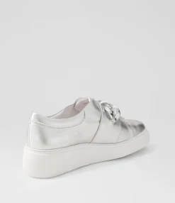 Cheap Yessa Silver White Leather Sneakers Women Sneakers
