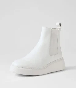 Discount Yistin White Leather Chelsea Boots Women Ankle Boots