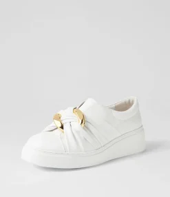 Discount Yoller White Leather Sneakers Women Sneakers